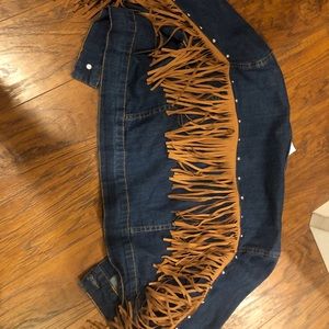 Fringe cropped Jean jacket